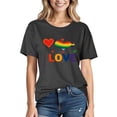 thumbnail image 2 of 2025 Women's Rainbow Heart Pride Shirt - LGBTQ+ Equality Graphic Tee | Short Sleeve Casual Crew Neck Summer LGBT Awareness Top, 2 of 3
