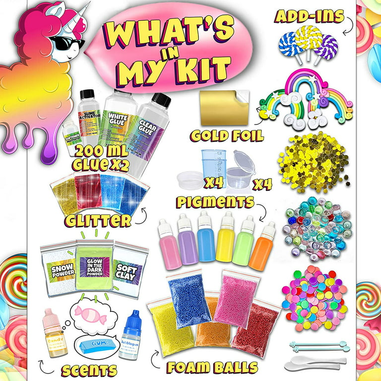 Jumbo Slime Maker Supplies Kit for Kids. Safe Non Toxic Toys Glow