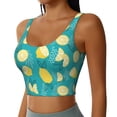 thumbnail image 2 of Goofa Lemon Blue Printed Sports Bras for Women, High Impact Running Bra Workout Crop Tank Tops Longline Sports Bra Push up-Medium, 2 of 9