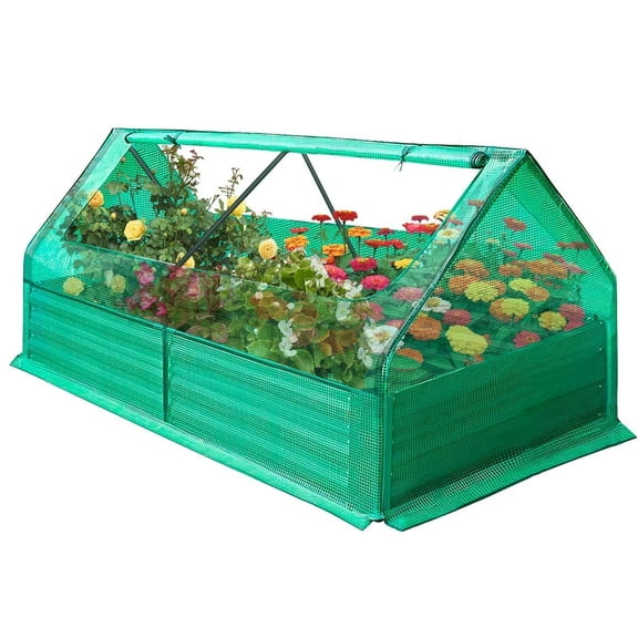 Sun canopy Raised garden bed   Portable Greenhouse Raised Gardenbed with greenhouse  3-in -1 multifunctional use  double window design
