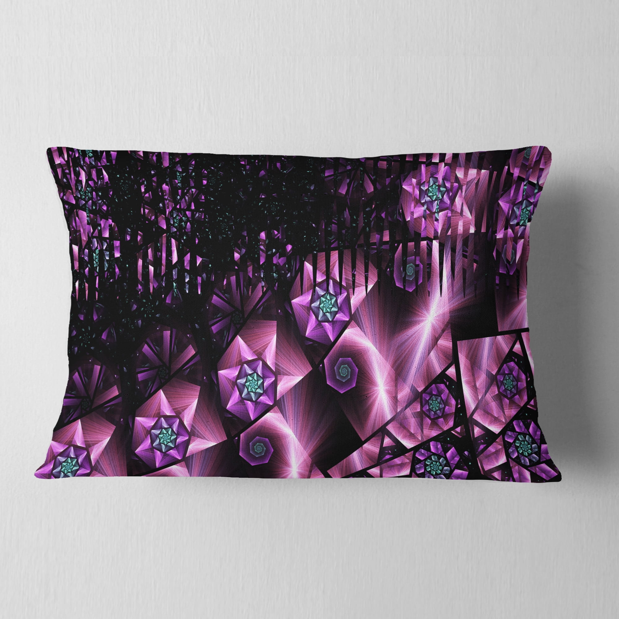 Designart Purple Radiance of Starry Sky - Abstract Throw Pillow - 12x20