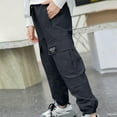 thumbnail image 3 of Erwazi Boys Cotton Cargo Pants with Pockets Toddlers Workout Athletic Pants Teen Slacks Clothes Size 4-13 Years, 3 of 5