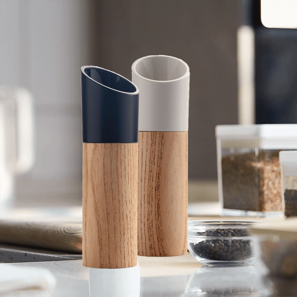 Salt and Pepper Grinder Set, Manual Wood Pepper Mill & Salt Grinder with Adjustable Coarseness