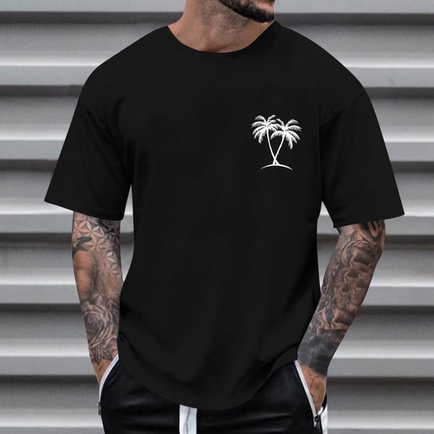 Tops para hombre, blusas y camisas de cuello redondo y manga corta para hombre, blusas casuales de cuello redondo con estampado de moda para hombre, blusas de cuello redondo y manga corta para hombre.