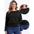 thumbnail image 2 of DARING DIVA Women's Casual Long Sleeve Knit Drop Shoulder Loose Blouses M Black, 2 of 5