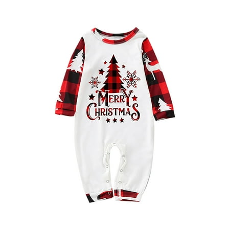 

QIIBURR Christmas Pajamas for Family Plaid Christmas Baby Matching Pajamas Set Pjs For Family Set Red Plaid Top And Long Pants Sleepwear Sets Matching Christmas Pjs for Family With Baby