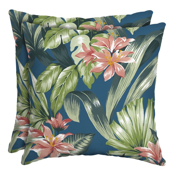 Better Homes & Gardens Teal Breezy Tropical 16 in. Square Outdoor Toss