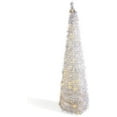 thumbnail image 2 of LampLust Pre-lit Pop Up Christmas Tree, Silver Tinsel - 6 ft Tall Slim Collapsible Pop-up Christmas Tree with 150 LED Lights, and Timer Included, 2 of 5