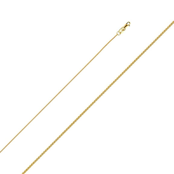14k Solid Yellow Italian Gold Wheat Twisted Chain Necklace 1mm