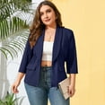 thumbnail image 3 of Yesfashion Womens Plus Size Casual Pocketed Blazer Office Open Front 3/4 Sleeve Cardigans Jacket Work Suit, 3 of 5