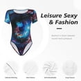thumbnail image 4 of Fuzoiu Modern Colorful Eyes Print Women's Short-Sleeved Onesie, Short Sleeve Body Suits, Women Round Neck Bodysuits for Women,for Daily Wear, Parties, and Layering-Large, 4 of 7