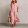 thumbnail image 4 of MaFYtyTPR Women's Collared Maxi Dress Button Down 3/4 Sleeve Relaxed Fit Shirt Dress with Pockets for Daily Wear A-Pink S, 4 of 6