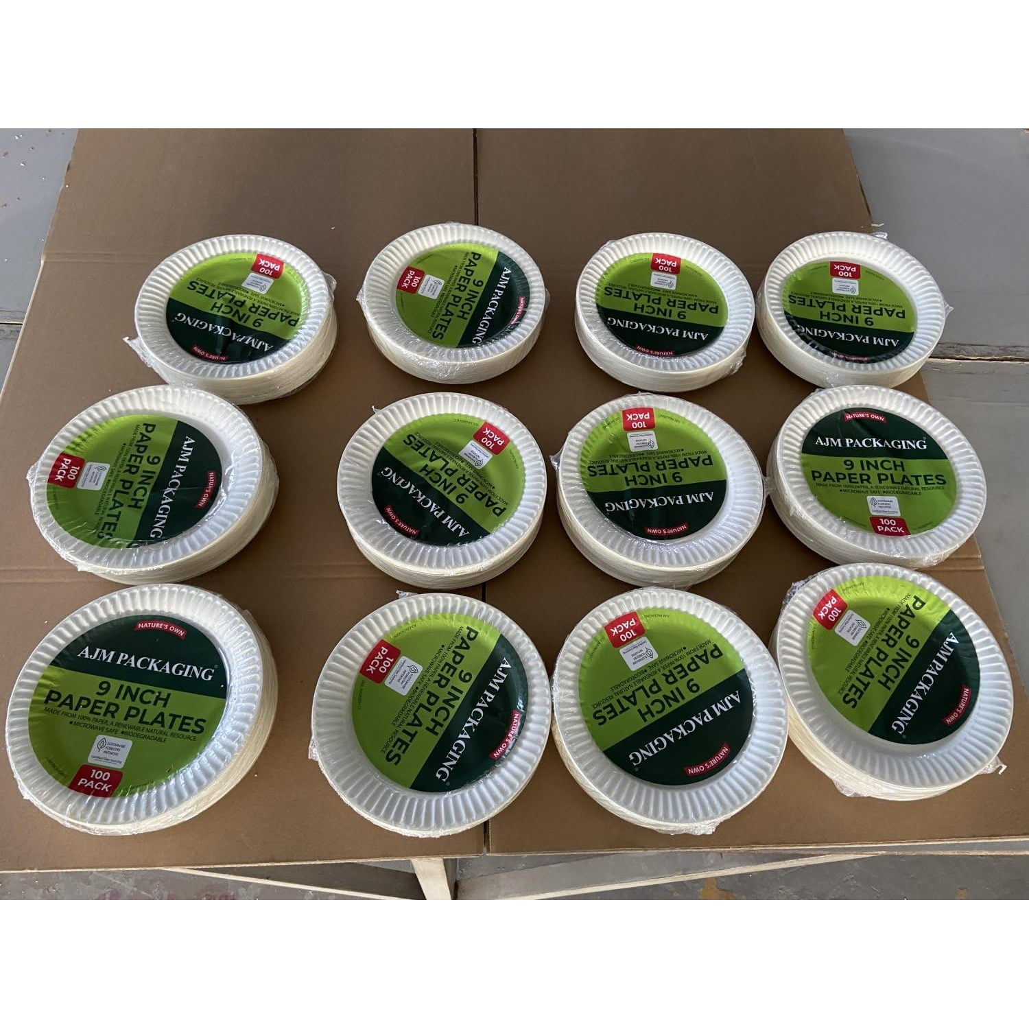 AJM Packaging - AJMPP9GRAWH Corporation PP9GRAWH Paper Plates, 9" Diameter, White, 12 Packs of 100 (Case of 1200)