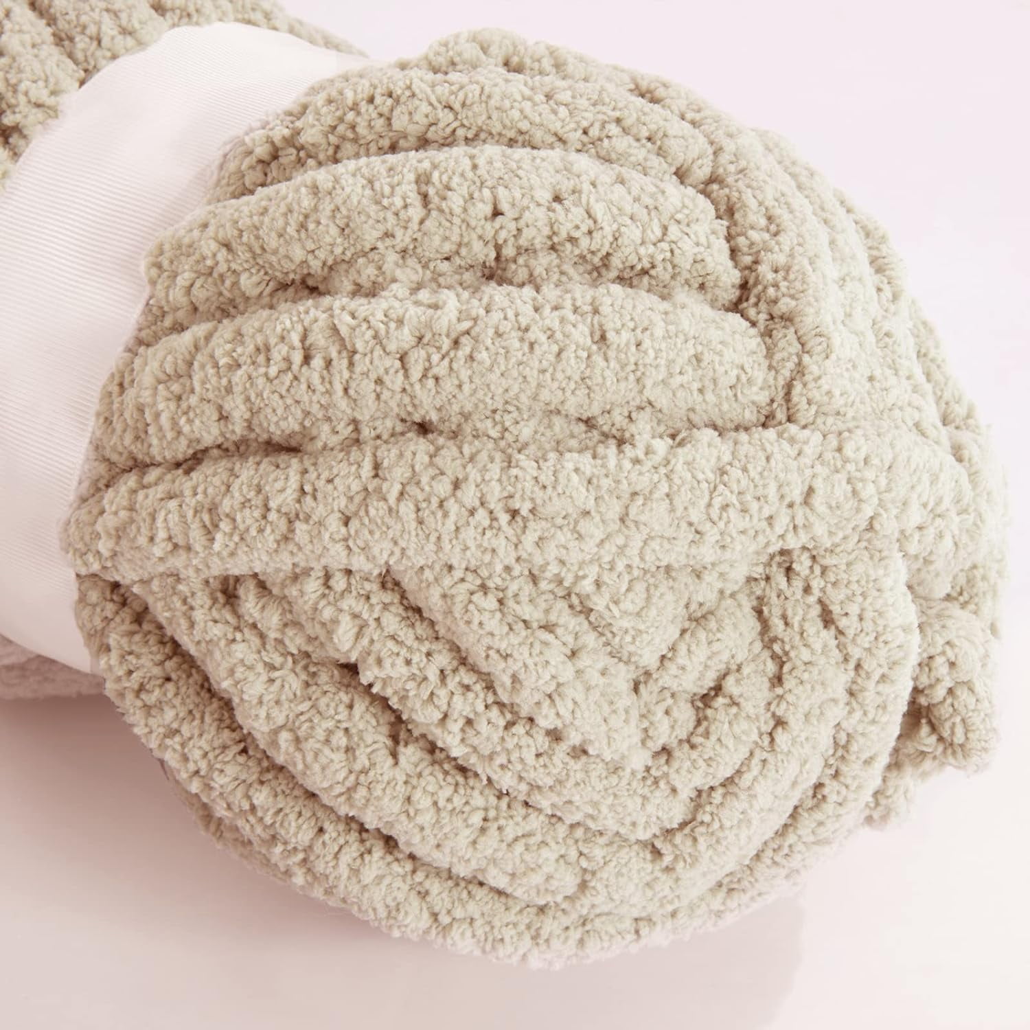 2 Pack Chunky Chenille Yarn for Crocheting, Bulky Thick Fluffy Yarn for Knitting, Bulky Chunky Yarn for Hand Knitting Blanket, Super Soft Plush Yarn (27yds Each Skein)-Khaki