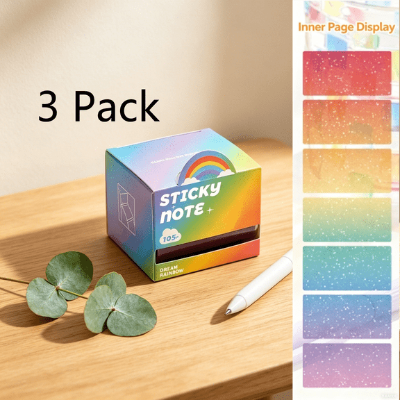 FEOLGEHLY 3 Pack Pull Note Paper Box , Pearlescent Sticky Notes, Transparent Sticky Notes, Pastel Sticky, Self-Stick Note Pads Notes for Office Home, Memo Notes, Journals & Planning (A)