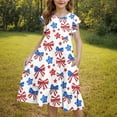 thumbnail image 7 of Delliss Girl's Casual Dress Summer Crew Neck Flying Sleeve Print Sundress for Kids 6-15 Years, 7 of 7