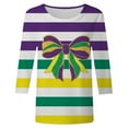 thumbnail image 4 of Arlun Funny Mardi Gras T-Shirts for Women Carnival Print Crew Neck 3/4 Sleeve Tops Soft Comfortable Loose New Party Lightweight Blouses 2026 Spring Fashion Outfits 3-Purple XL, 4 of 4