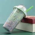 thumbnail image 3 of Toystoory Botella de agua duradera plástica con opciones múltiples del color de la paja Taza de agua plástica fácil de limpiar Teteras Verde claro, 3 of 6