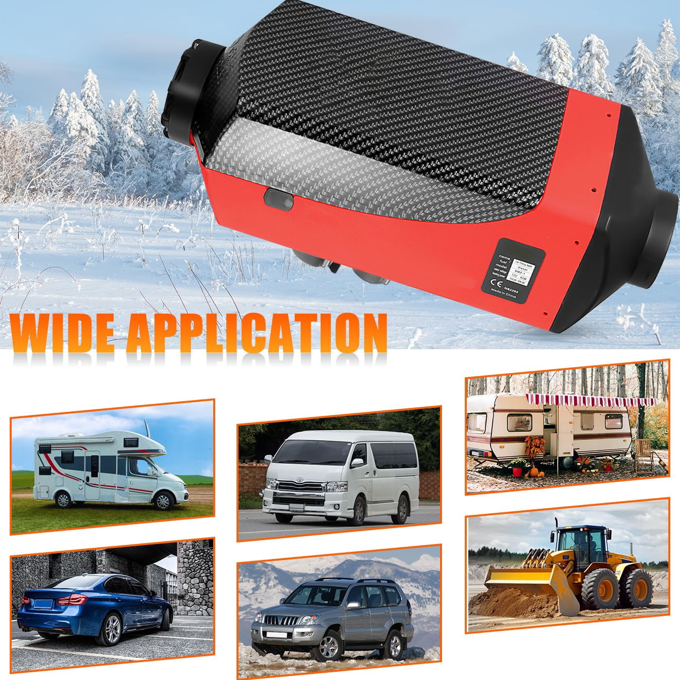 Jacgood 12V Diesel Air Heater,Digital Display 5KW for Car Trucks Motor-home Boat Bus Can(with LCD Monitor, Tank),Red