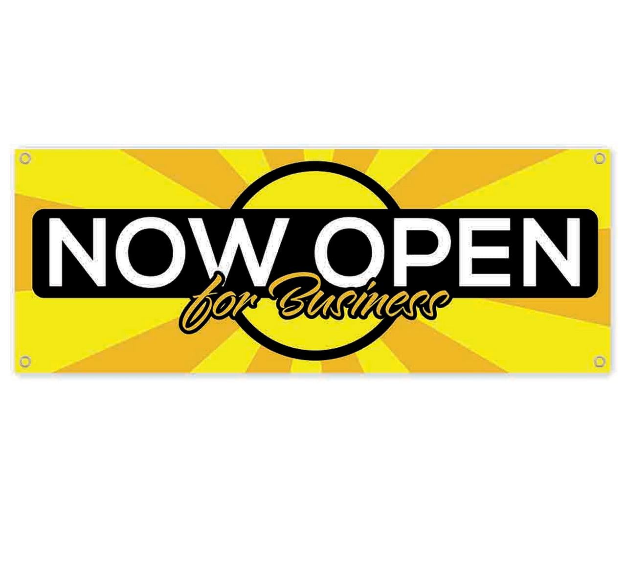 Now Open 13 oz Banner Non-Fabric Heavy-Duty Vinyl Single-Sided with Metal Grommets 