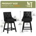 thumbnail image 2 of COOLHUT 26" Swivel Counter Height Bar Stools Set of 2 with Backs, Upholstered Bar Stools, Faux Leather Bar Chairs with Footrest for Kitchen Island, Black, 2 of 24