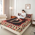 thumbnail image 3 of Manfei Red Bow Tie D Personalized Initial Full Size Sheets 4-Piece for Teens Girls,Kids Vintage Leopard Print Letter Bed Sheets,Lightweight Room Decor, 3 of 5