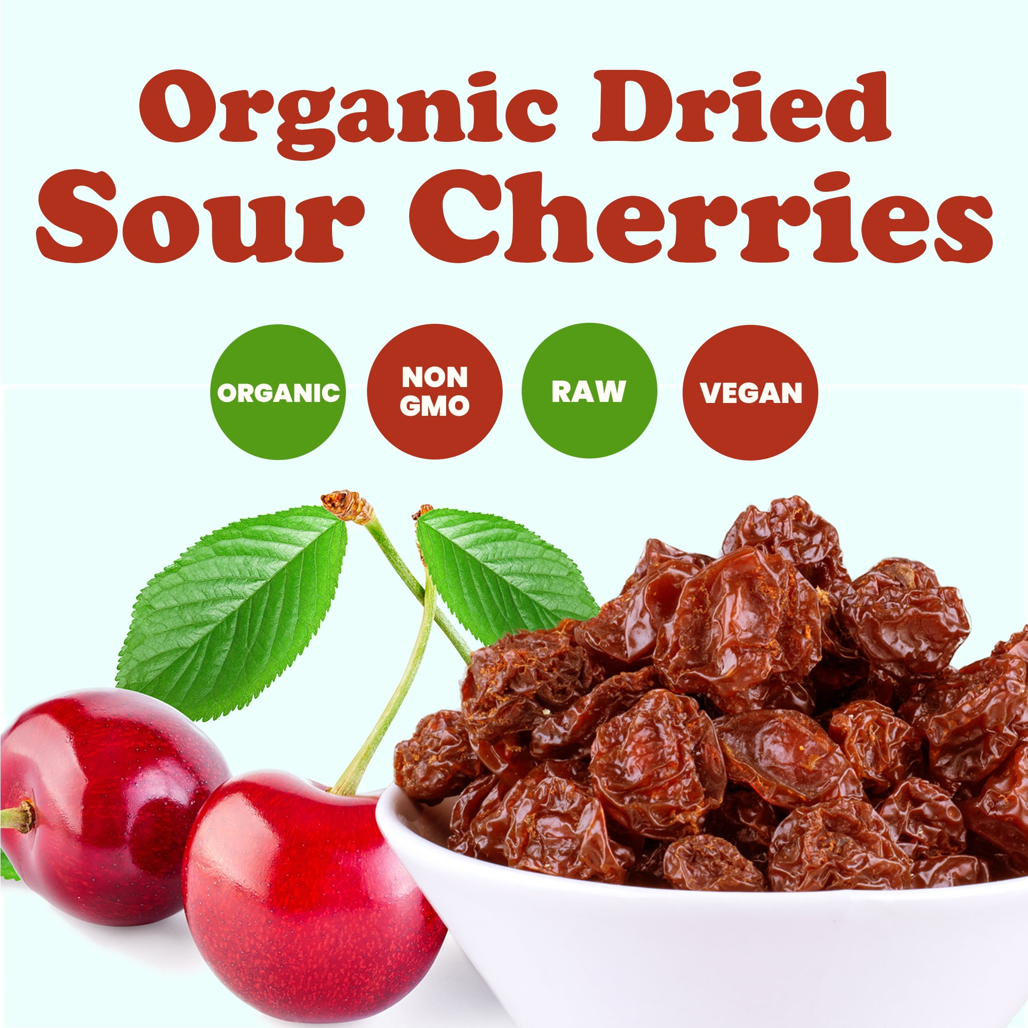 Organic Dried Sour Cherries , 10 Pounds — Non-GMO, Raw, Vegan — by Food to Live
