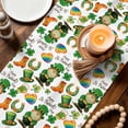 thumbnail image 2 of Saint Patrick's Day Cotton Linen Table Runner for Dining Kitchen, Gnomes Hats Boots Clovers Leaves Wedding Outdoor Party Tablerunners Decoration, Dresser Scarf Coffee Tablecloth Runners 13x90 Inches, 2 of 9