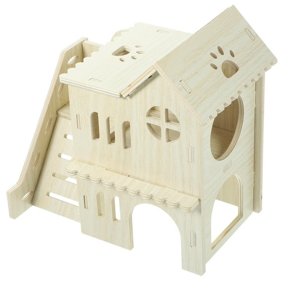 BESTOYARD 1Set Wooden Guinea Pig House Hideout Safe Comfortable Natural Material Small Animal