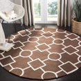 thumbnail image 2 of SAFAVIEH Cambridge Joyce Geometric Shapes Wool Area Rug, Dark Brown/Ivory, 8' x 8' Square, 2 of 9