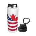 thumbnail image 2 of Haiem USA Canada Flag Printed Sports Insulated Kettle 18oz stainless steel kettle Leak-proof Water Bottle,Double-wall Insulated Bottle for Travel,Sports,Fitness, 2 of 7