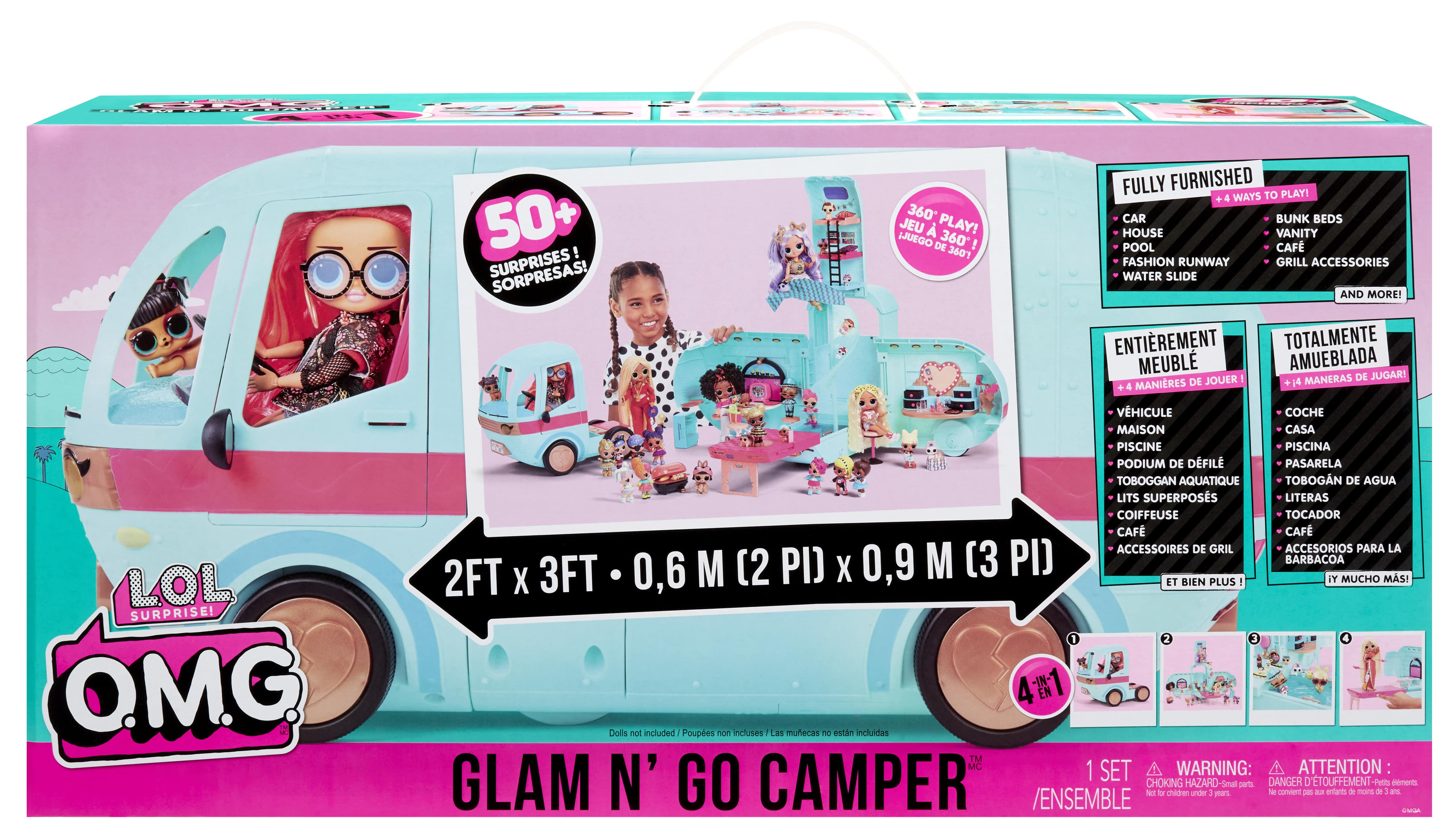 LOL Surprise 5-n-1 Grill & Groove Camper Fully-Furnished Playset with  Multiple Surprises , Great Gift for Kids Ages 4+