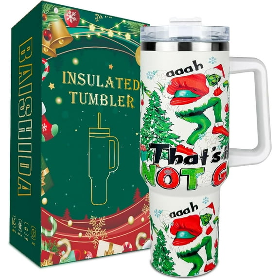40 oz Grin-chi ChristmasTumbler with Lid and Straw, Stainless Steel Tumbler with Handle, Car Mug Outdoor Sports Travel Christmas Gift 40oz Insulated Tumblers (Christmas 9)
