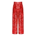 thumbnail image 3 of TiaoBug Kids Girls Sequin Pants Sparkly Wide Leg Trousers Hip Hop Jazz Dance Disco Party Rave Outfits Red 14, 3 of 5