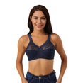 thumbnail image 2 of LAST CLANCE SALE! Women's Sexy Bra Semi Sheer Embroidered Lace Demi Bra Unpadded Underwire Unlined See Through Bra, Blue, 95C/42C, 2 of 6