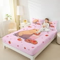 thumbnail image 4 of jejeloiu Cute Capybara Bed Sheets,Red Strawberry Doughnut King Sheets For Girls Boys 4pcs, 4 of 7