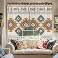 thumbnail image 6 of Swag Curtains Valances for Windows, Orange Brown Boho Short Kitchen Window Curtains Over Sink, Vintage Southwest Tribal Geometric Pattern Cafe Curtains Panel Set Of 2,Rod Pocket, 36 Inches Length, 6 of 8