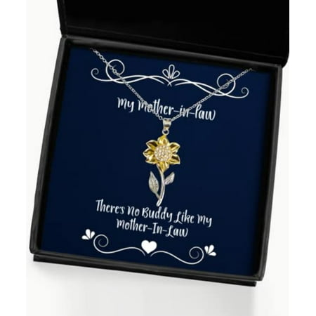 Special Mother-in-Law Gifts, There's No Buddy Like My Mother-in-Law, Christmas Sunflower Pendant Necklace for Mother-in-Law