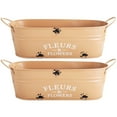 thumbnail image 1 of Miangastore Iron Flowerpots Khaki Oval 2Pcs 12.9X4.8X4.1In, 1 of 8
