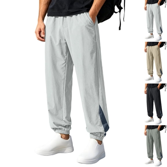 LIaqionyy Joggers Pants for Mens Elastic Waist Lightweight Hiking Pants Streetwear Workout Trousers with Pockets