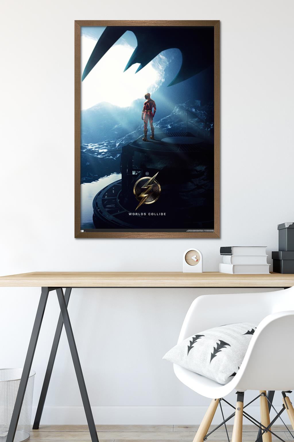 DC Comics Movie The Flash - Batcave One Sheet Wall Poster, 22.375" x 34" Framed