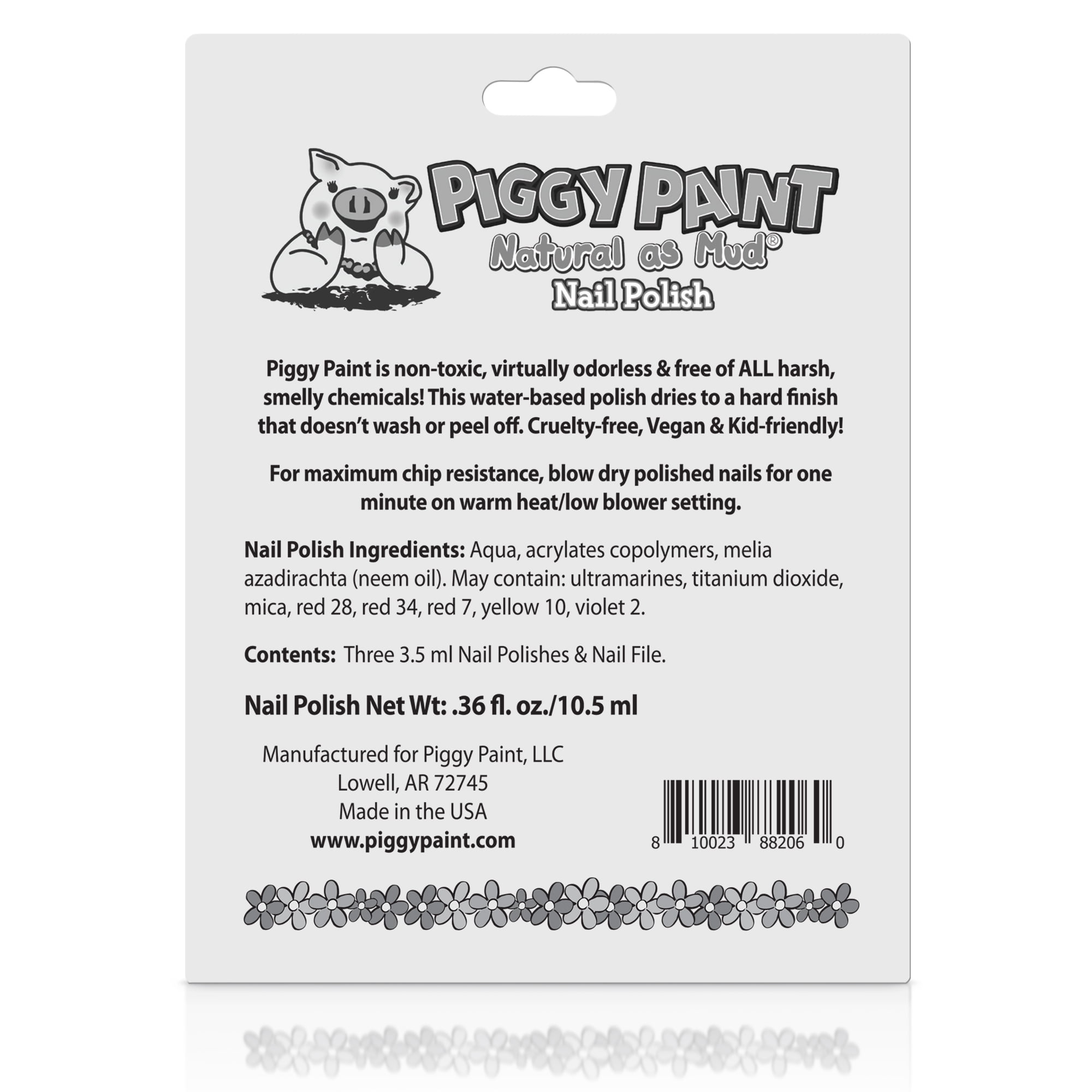 Piggy Paint Set of 3 Non-toxic Nail Polish Kit for Kids, Cruelty-free & Vegan, Kid-Safe