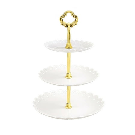 

2pcs 3-Tier Plastic Cupcake Stand Dessert Plate Mini Cakes Fruit Candy Display Tower for Birthday Party White