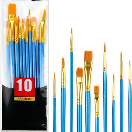 Acrylic Paint Brush Set, 1 Packs / 10 pcs Watercolor Brushes Painting Brush Nylon Hair Brushes for All Purpose Oil Watercolor Painting Artist Professional Kits.