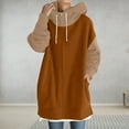 thumbnail image 7 of fartey Women Oversized Zip Up Long Hoodie Roomy Warm Fleece Lined Patchwork Hooded Coats Lounge Long Sleeve Drop Shoulder Hoodies Sweatshirt With Pockets, 7 of 7