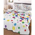thumbnail image 3 of Quilts Full Size Bedding Set, Colorful Polka Dot Lightweight Quilted Comforter, Cartoon Cute Abstract Graffiti Soft Reversible Bedspread Coverlet with Pillow Covers for All Season, 78" x 90", 3 of 7
