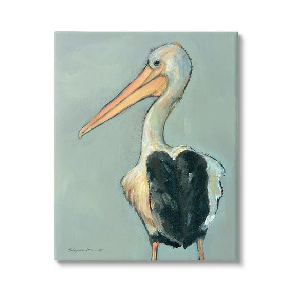Stupell Pelican Bird Wildlife Painting Animals & Insects Painting Gallery Wrapped Canvas Print Wall Art