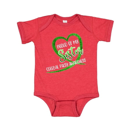 

Inktastic Proud of my Sister Cerebral Palsy Awareness Heart Ribbon Gift Baby Boy or Baby Girl Bodysuit