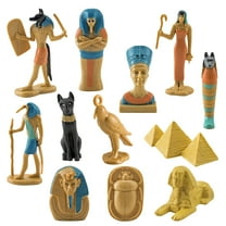 Ancient Egyptian Culture Collectibles Set, 12 Piece Sphinx and Queen Figurine Miniature Models for Display and Decoration