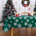 thumbnail image 1 of Christmas Tablecloth, Christmas Table Cloths Rectangle 60 x 84, Outdoor Square Dining Table Cover Snowflake Christmas Table Decorations Indoor Kitchen Dining Room Banquet Party, Green, 1 of 1